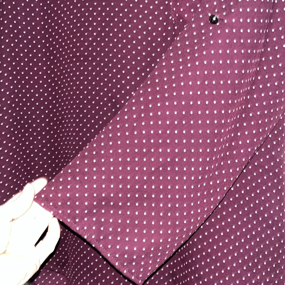 Lily White Women’s Maroon & Gray Polka Dot Blouse – Size Large - Picture 5 of 9